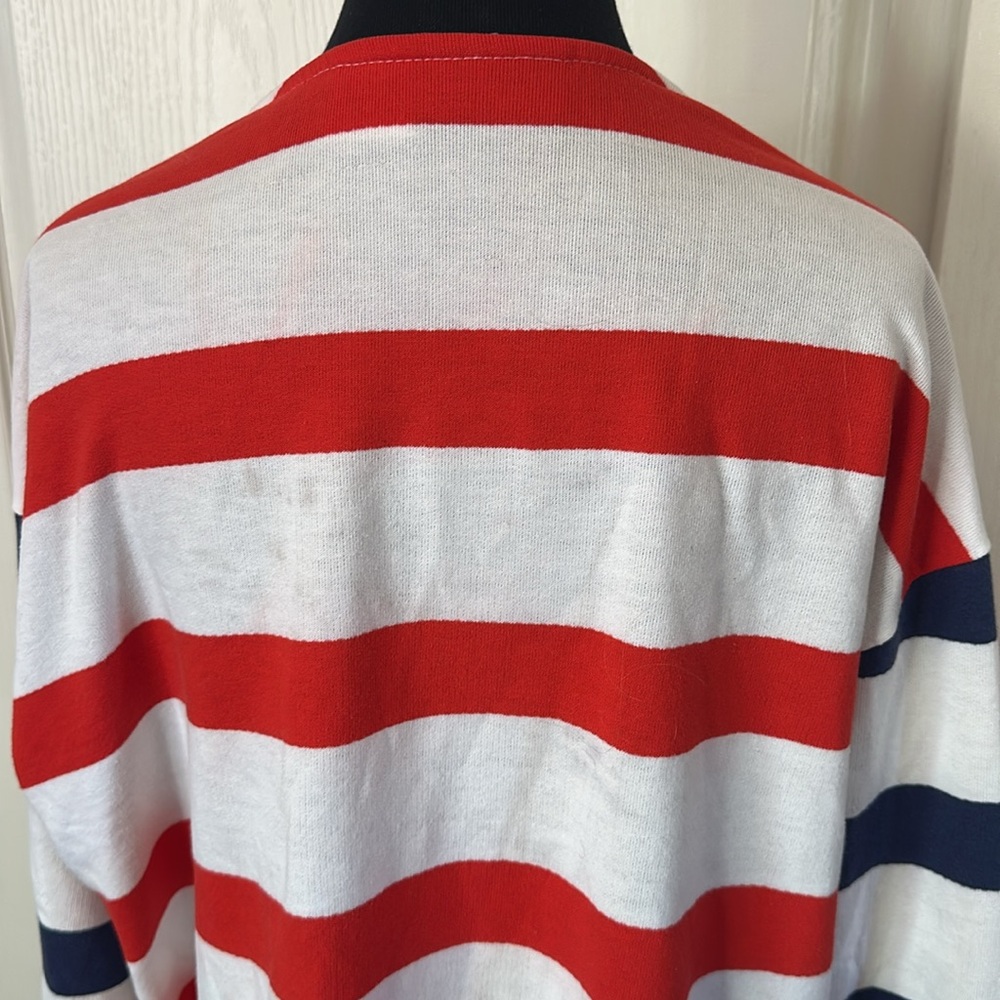 VTG RED WHITE BLUE STRIPE BUTTON FRONT CARDIGAN PATRIOTIC AMERICAN - Picture 4 of 7